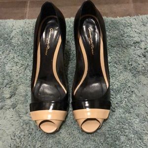 Gianvito Rossi black and taupe pumps